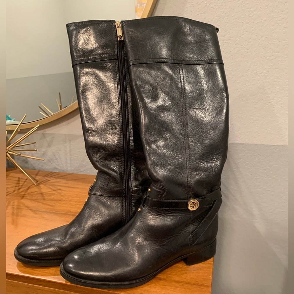 Tory Burch Black Leather Riding boots